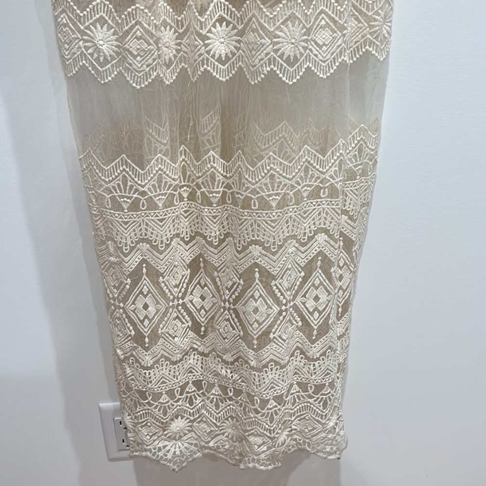Dainty Hooligan Bohemian ivory bone lace maxi dress large women’s - Picture 4 of 8